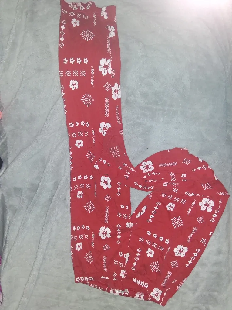 Red Floral Print Pants