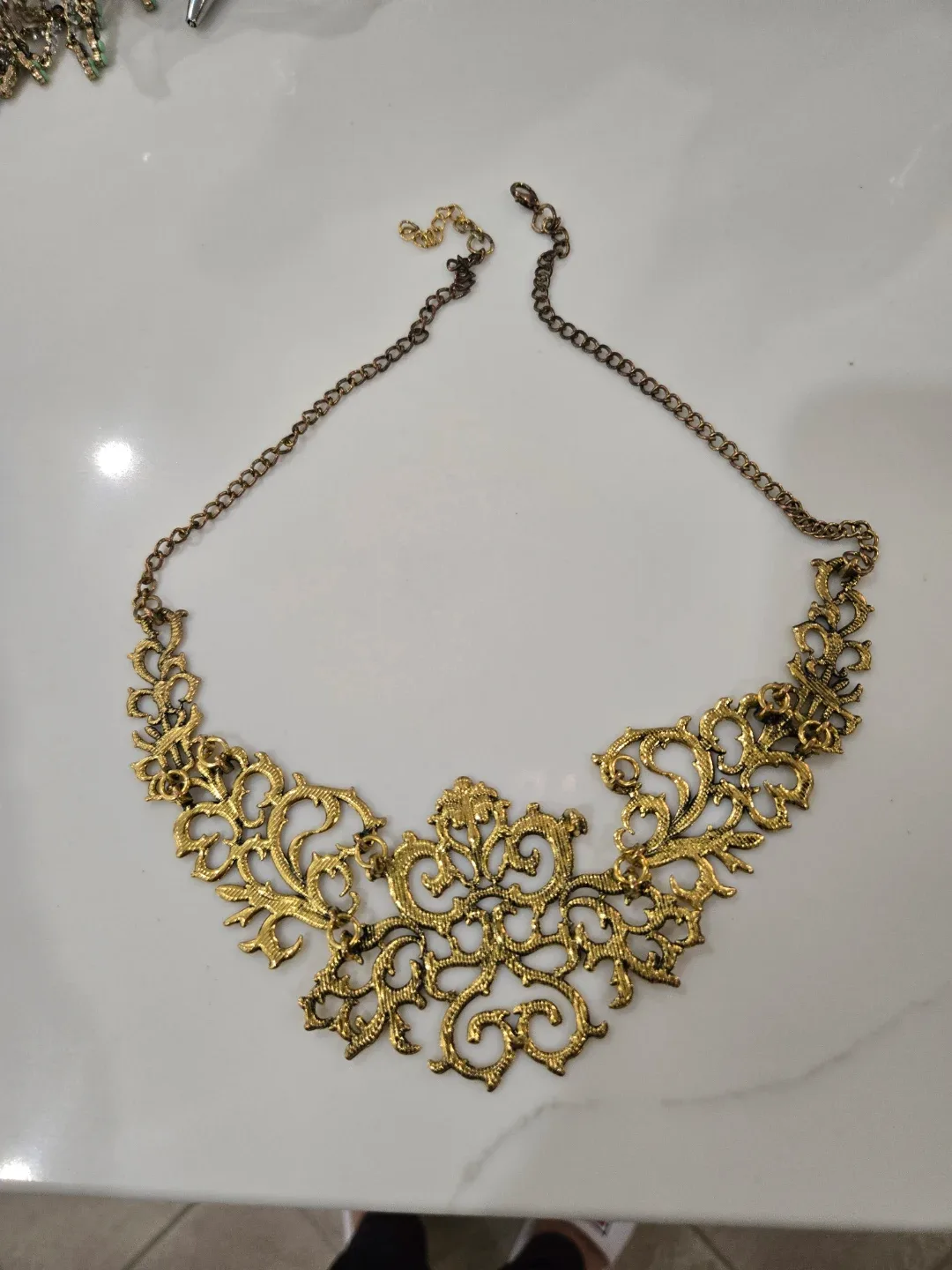 Ornate Gold-Tone Statement Necklace image indicator(2)