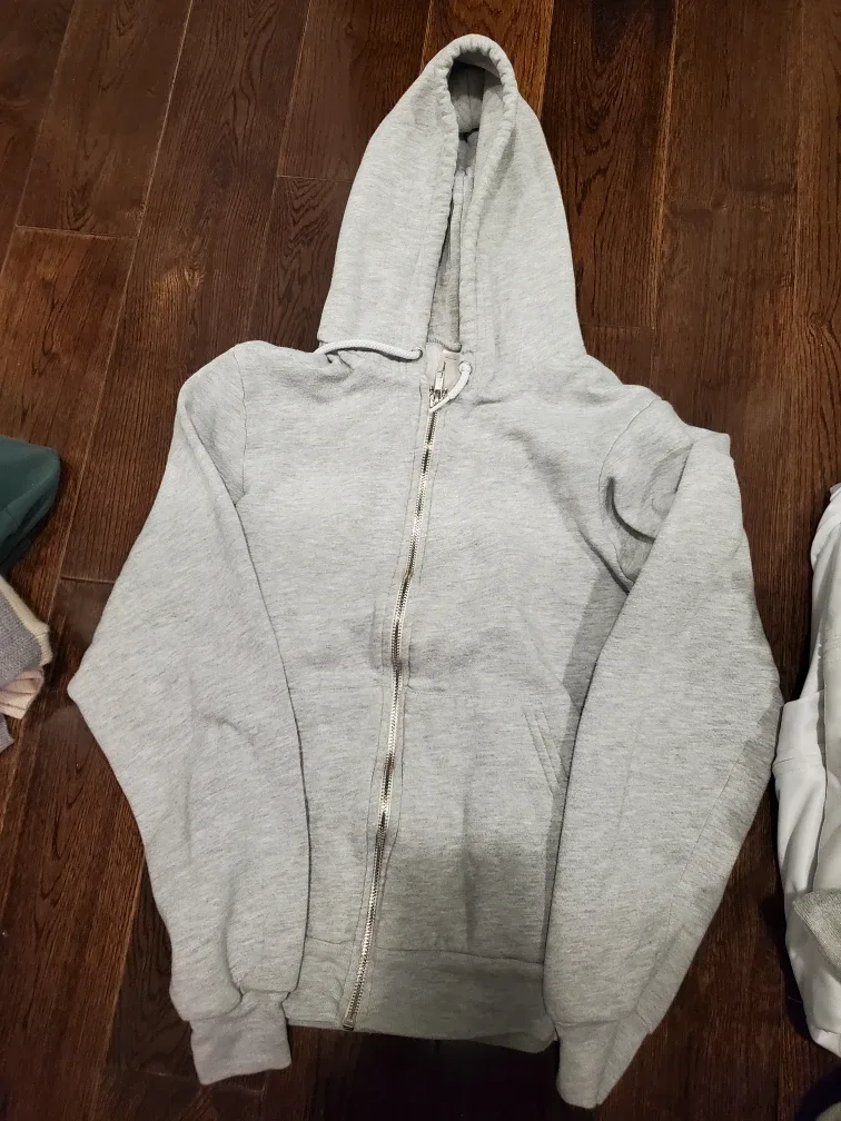 American Apparel XS Grey Zip-Up Hoodie