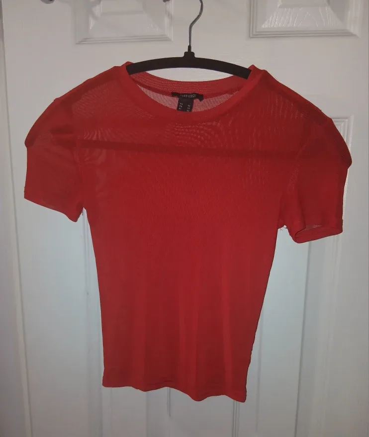 Forever 21 Red Mesh Top - Size XS