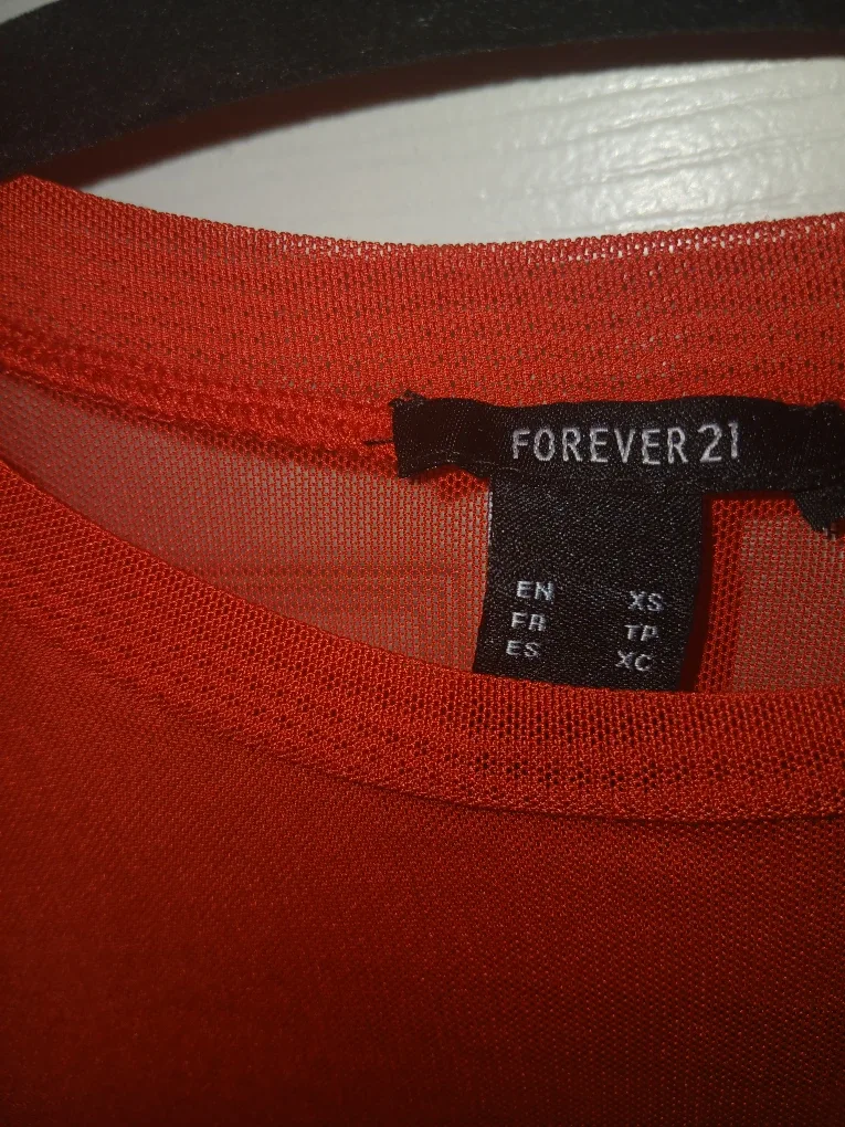Forever 21 Red Mesh Top - Size XS image indicator(2)