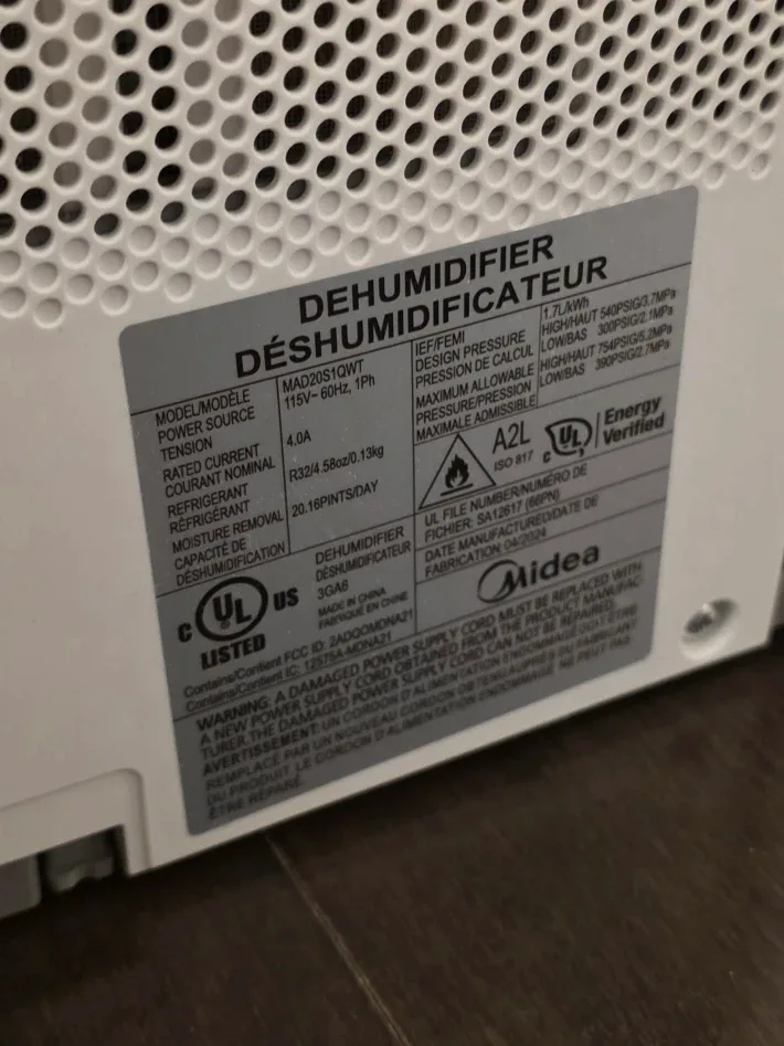 Midea Cube 20 Pint Dehumidifier image indicator(3)