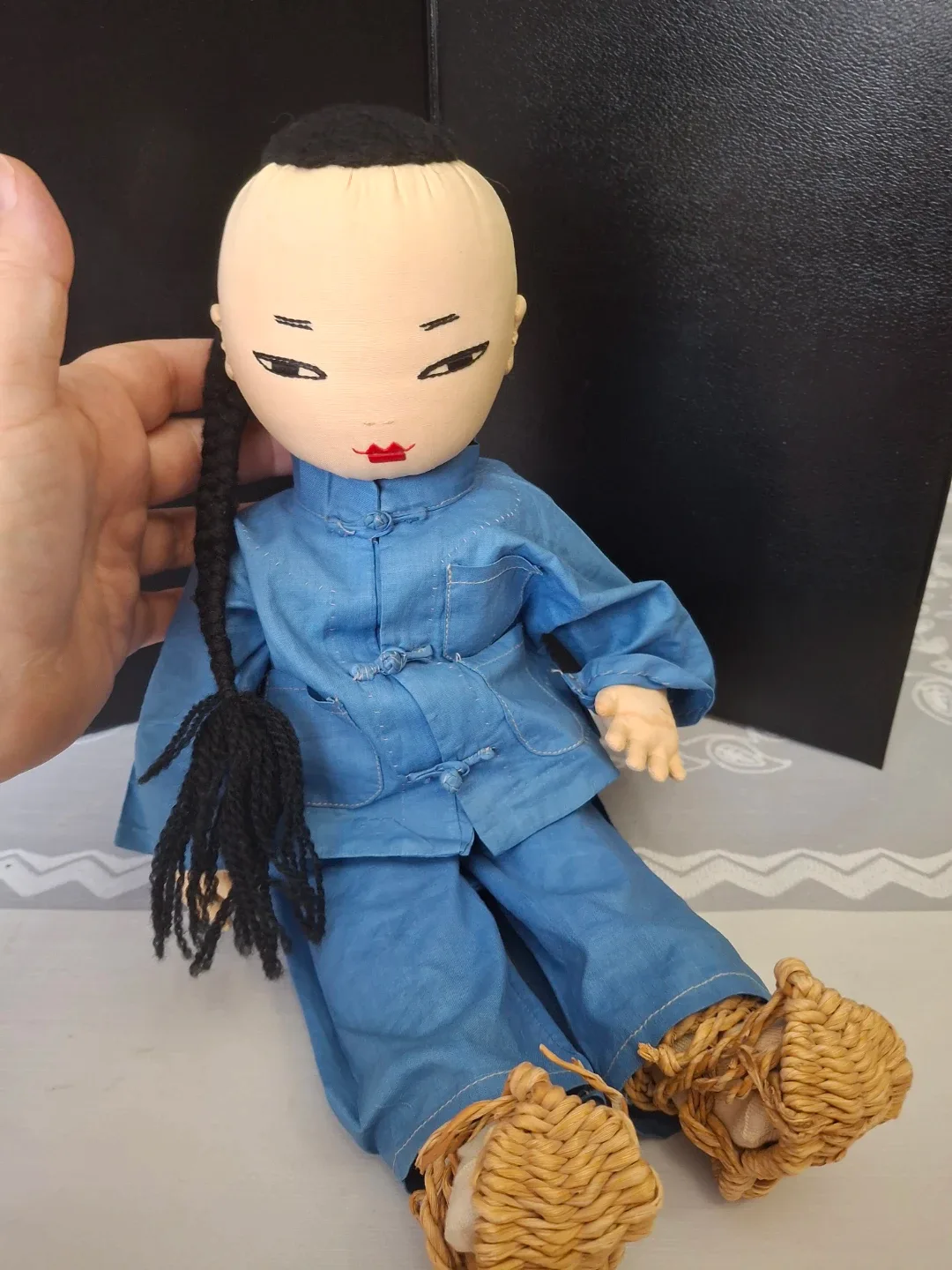 Vintage Asian Cloth Doll in Blue Outfit image indicator(4)