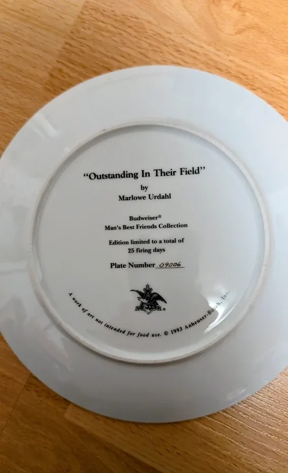Brand New "Outstanding In Their Field" Collectible Dog Plate image indicator(2)