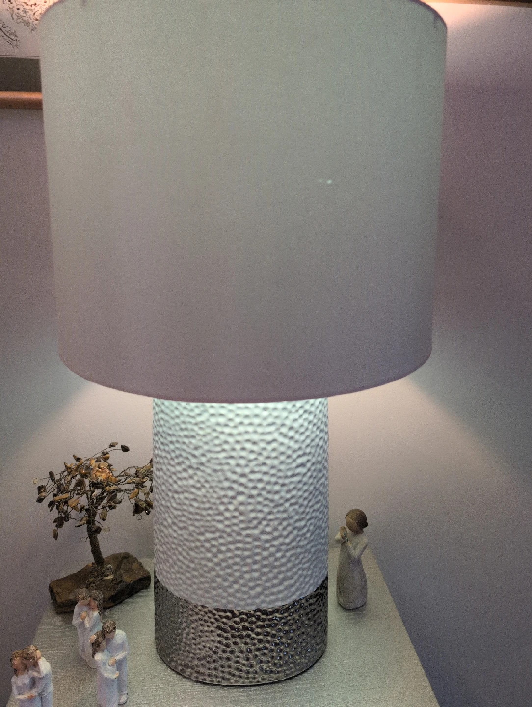 Pair of White & Silver Accent Table Lamp - photo 3