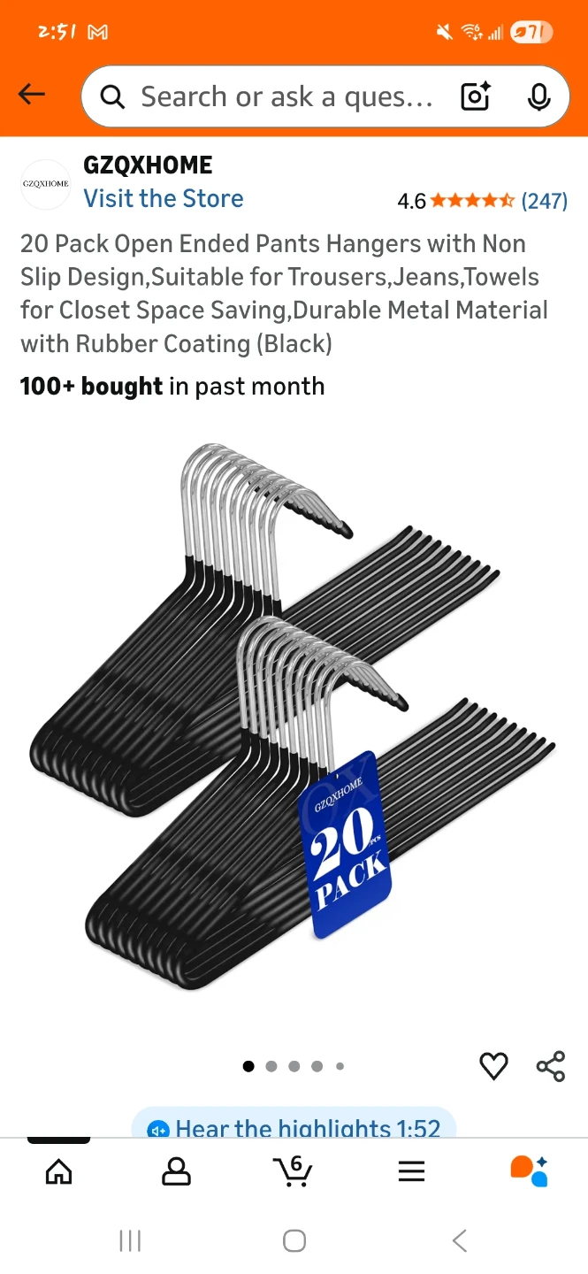 Open Ended Pants Hangers - 20 Pack