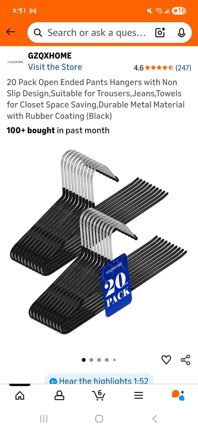 Open Ended Pants Hangers - 20 Pack