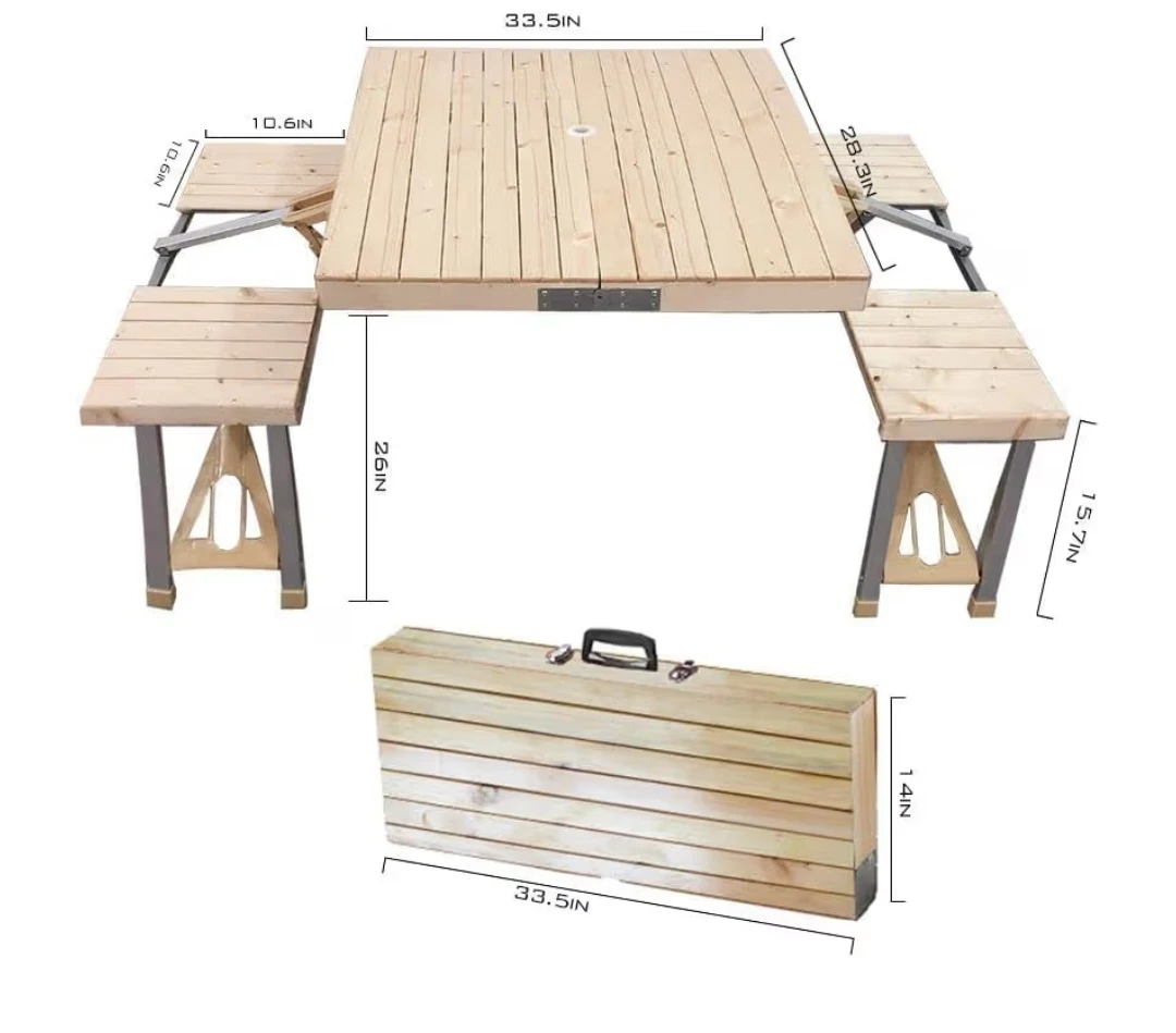 Portable Folding Picnic Table with Seats - photo 2