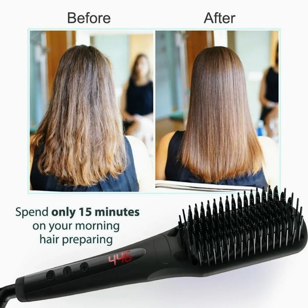 ✨ Silky Hair Professional Ceramic Straightening Brush image indicator(2)