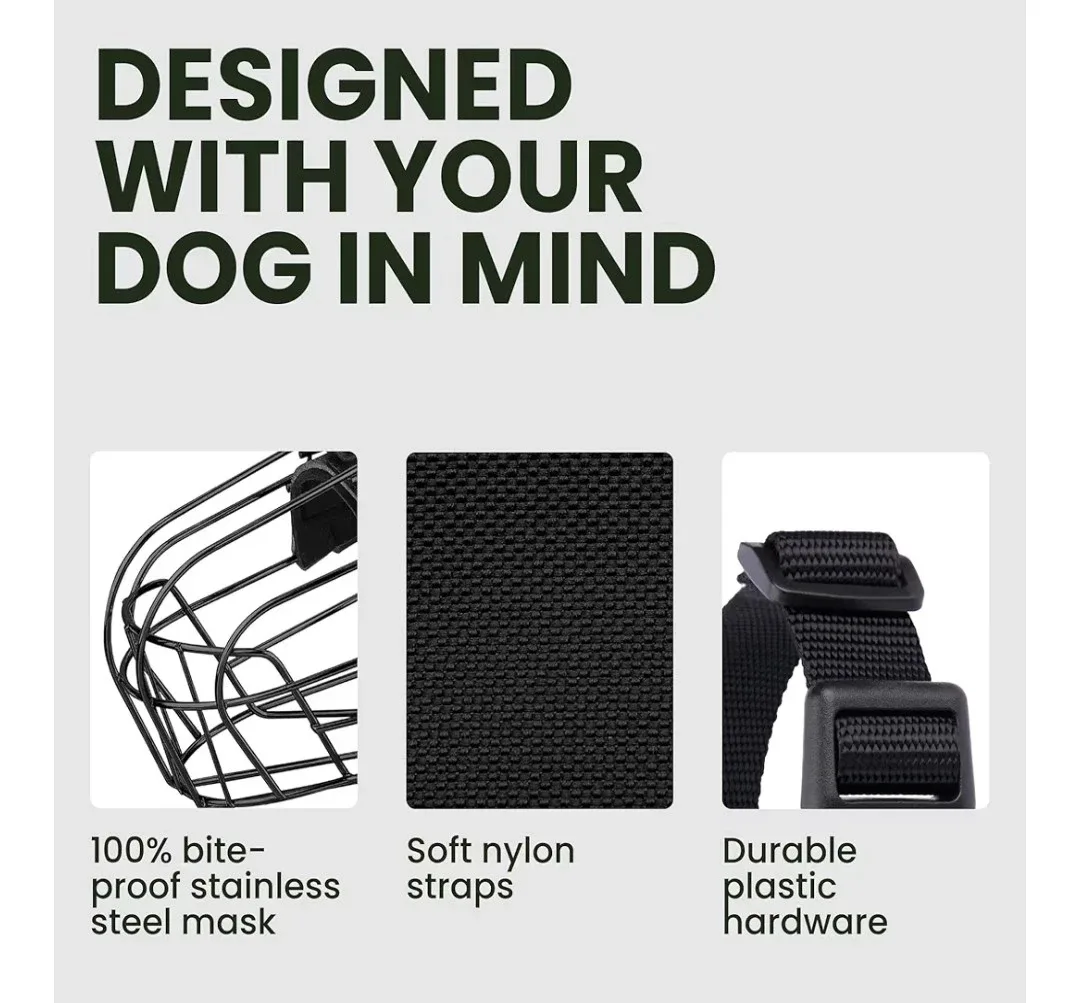 Dog Muzzle, Bite-Proof Steel Mask image indicator(4)