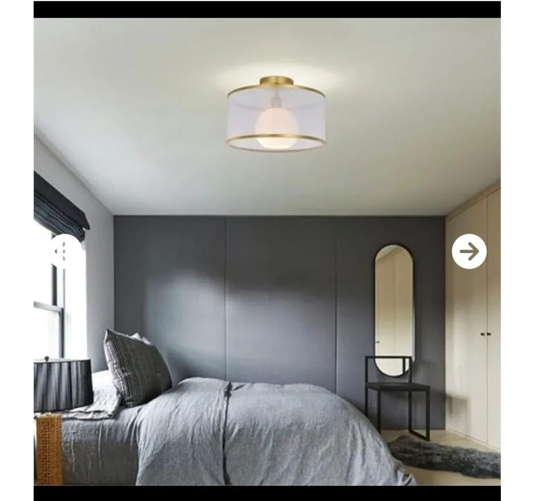 New COTTAGE LIFE Gold Semi Flush Mount Ceiling Light Fixture image indicator(2)