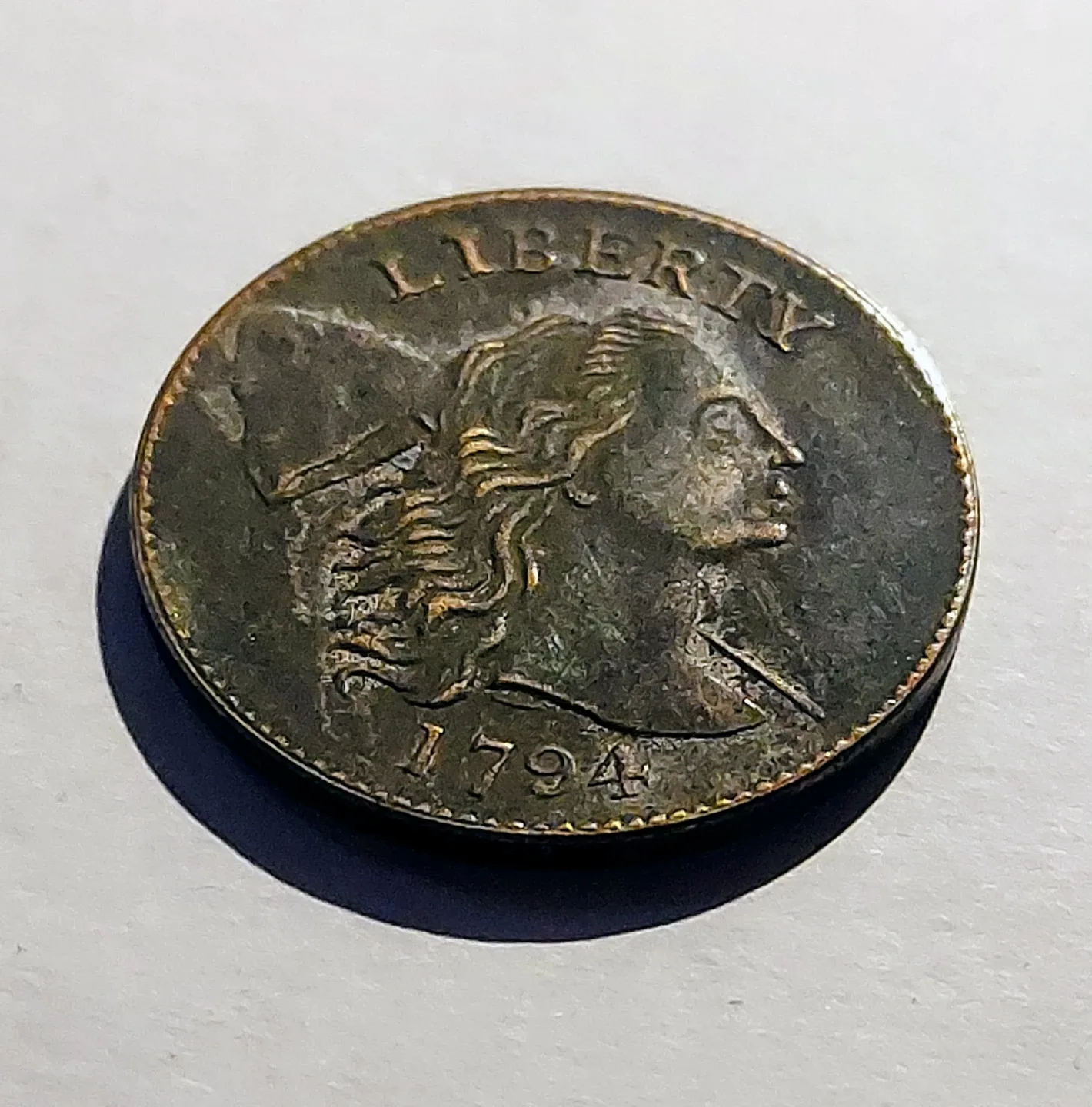 RARE  US UNCERTIFIED RESTRIKE 1X1 OLD COIN (1794) image indicator(5)