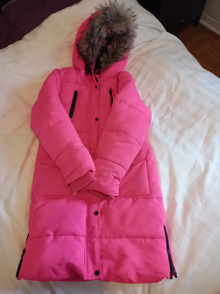 Pink Puffer Coat with Faux Fur Hood - photo 3