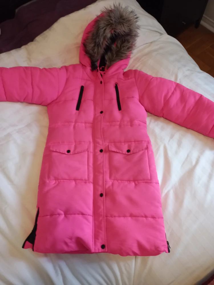 Pink Puffer Coat with Faux Fur Hood - photo 4