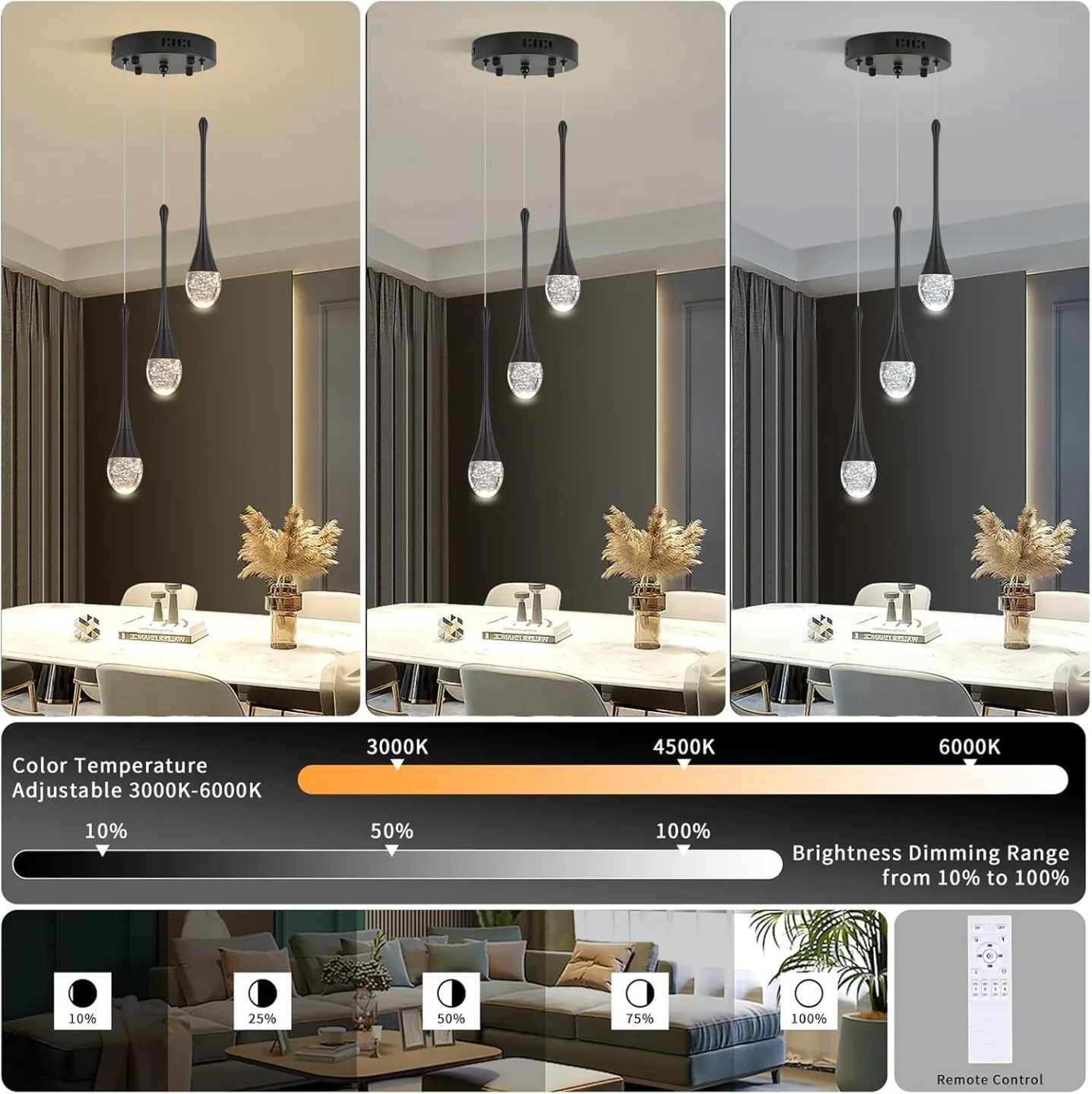 Modern Crystal Chandelier 3-Lights BNIB image indicator(4)