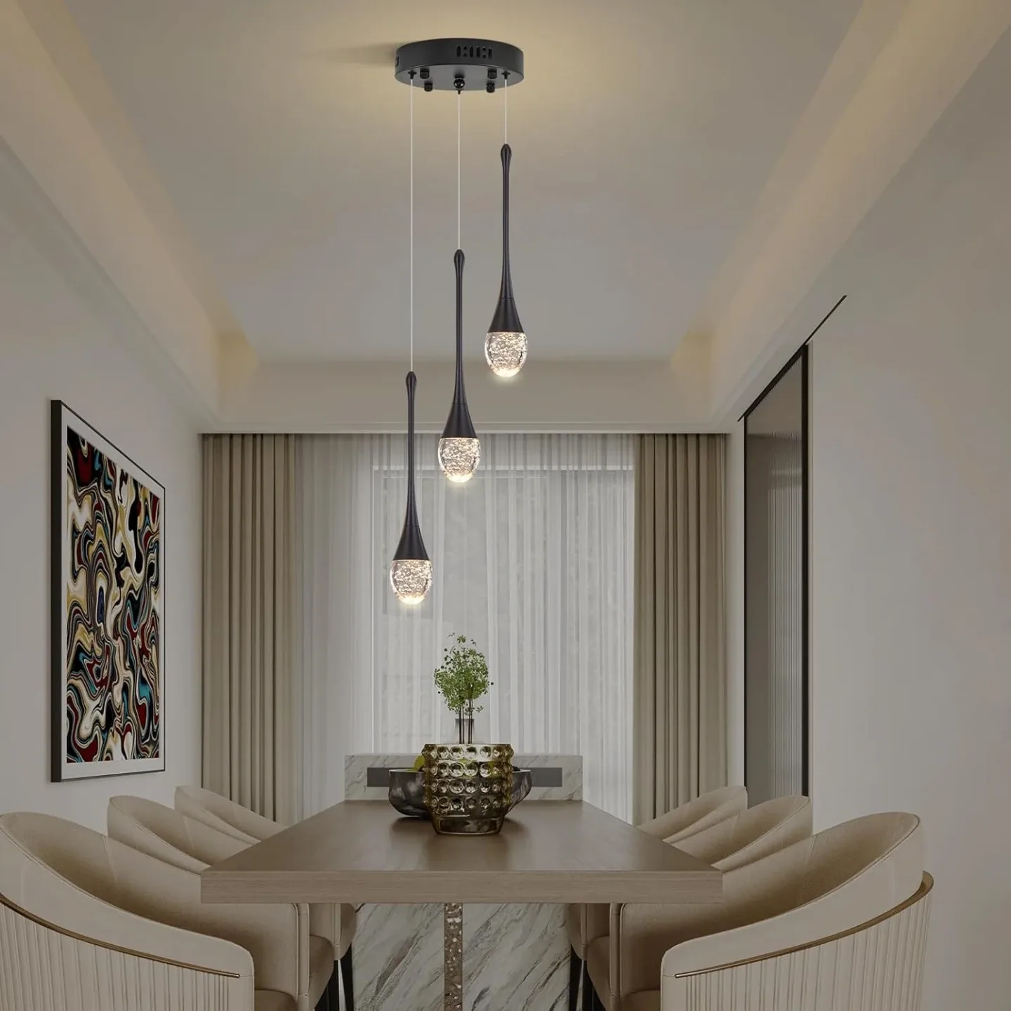 Modern Crystal Chandelier 3-Lights BNIB image indicator(7)