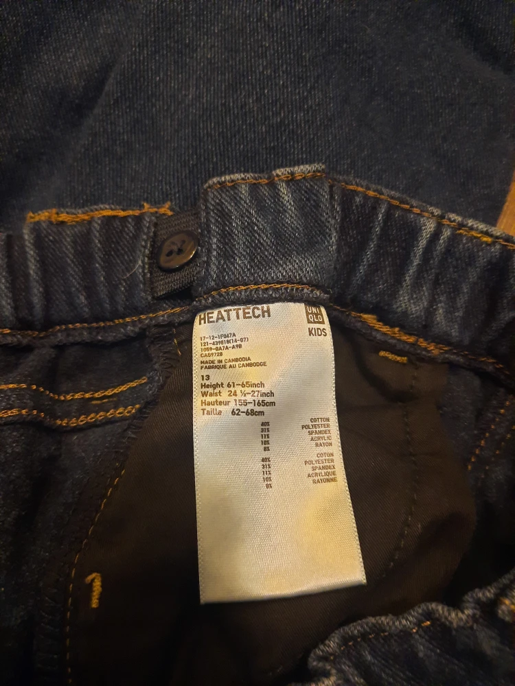 $8 Uniqlo HEATTECH Warm Lined Denim Pants Kid's size 13 - photo 2