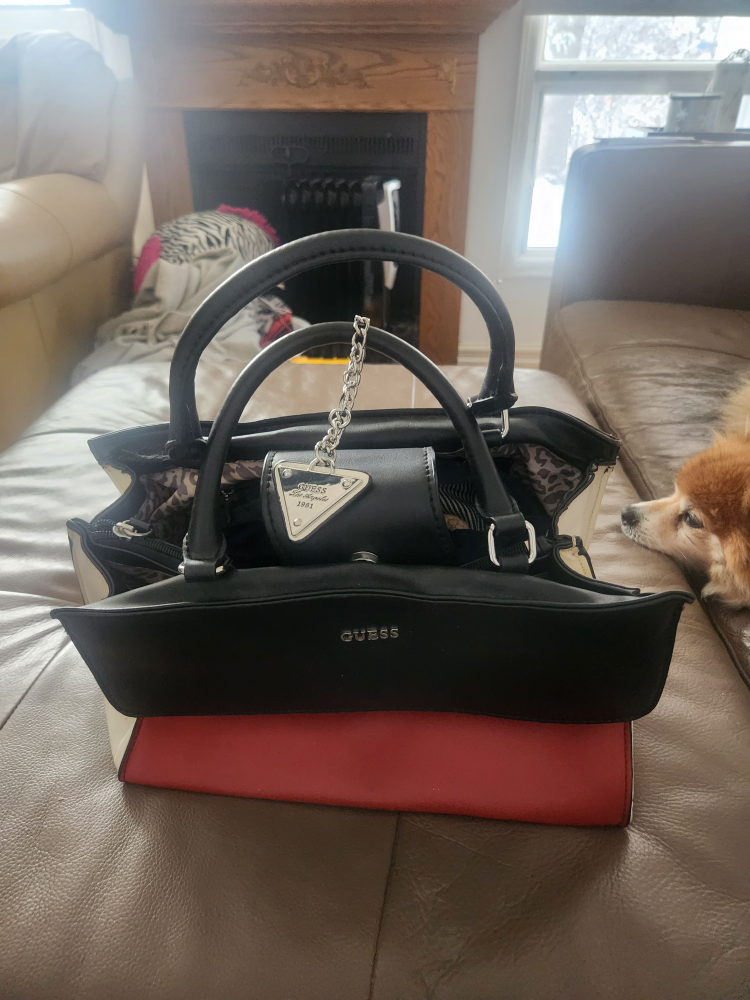 Guess Black/Red Satchel Handbag