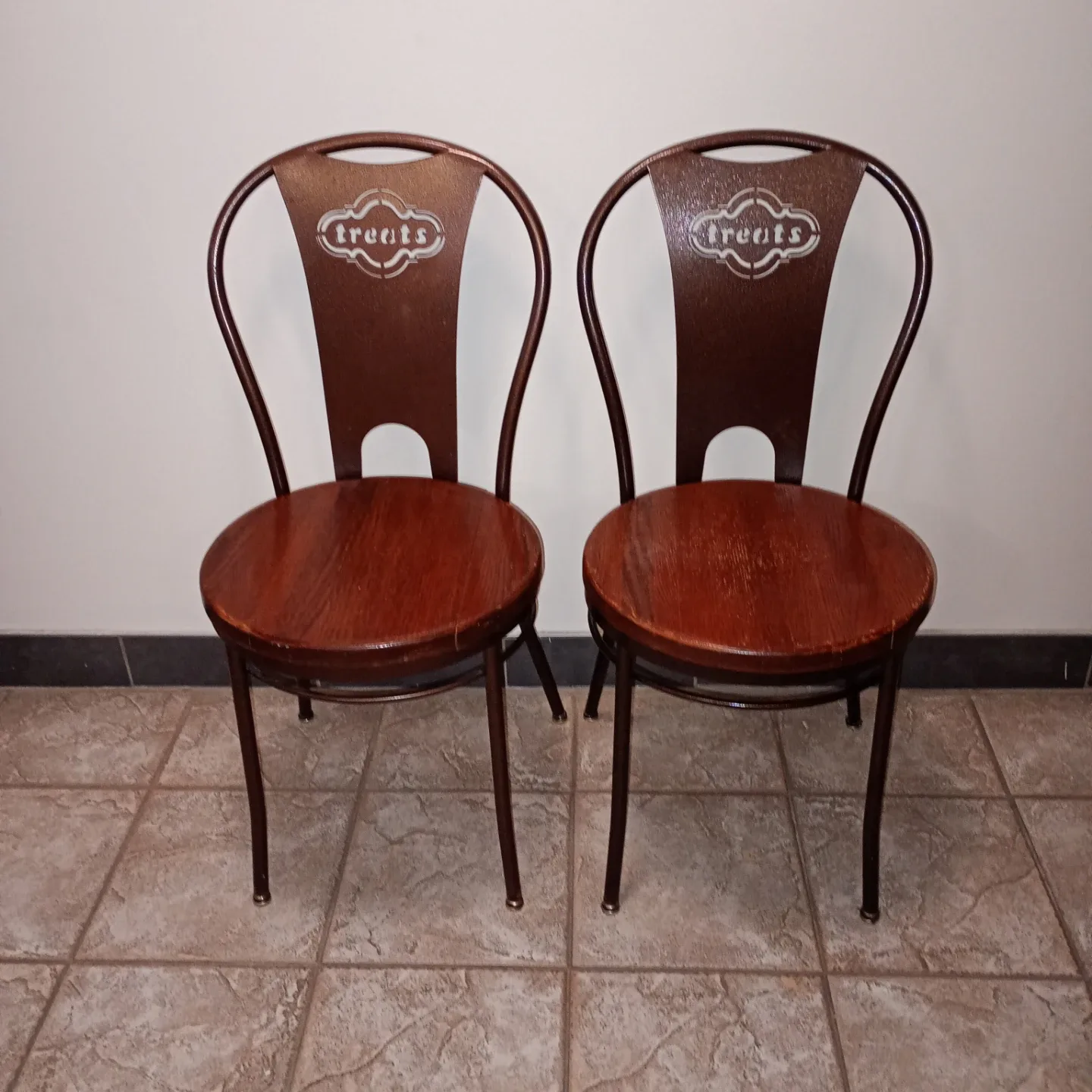 2x Metal and Walnut Chairs thumbnail