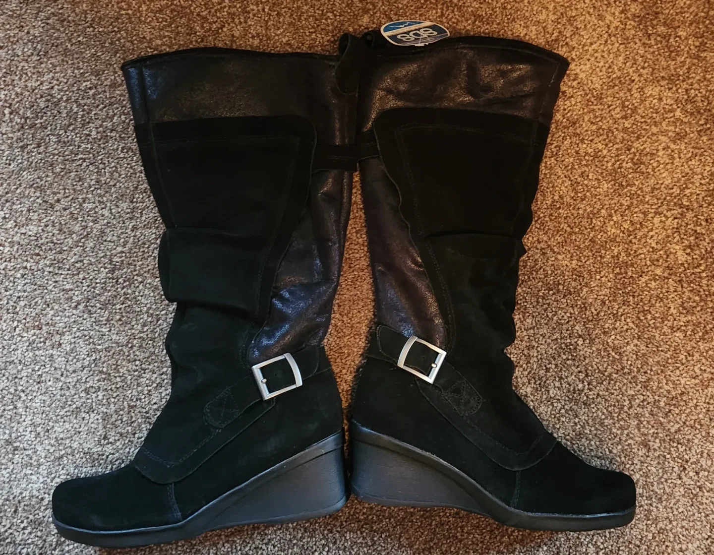 Baretraps SDS Black Leather Boots - Size 7.5