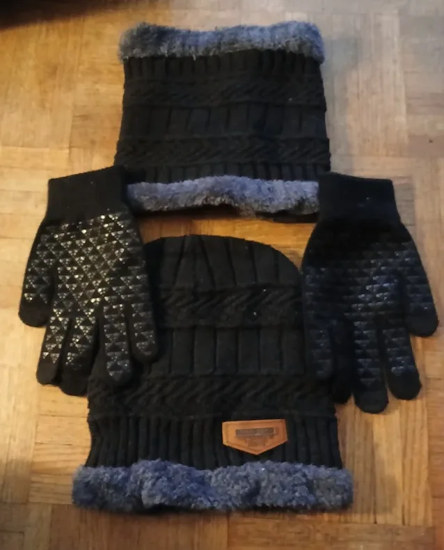 Black Winter Hat, Scarf & Gloves Set thumbnail