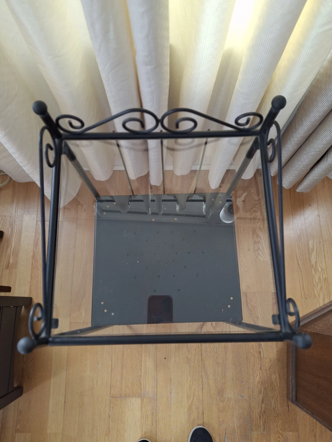 Black Metal 3-Tier Shelf. Top shelf is glass - photo 5
