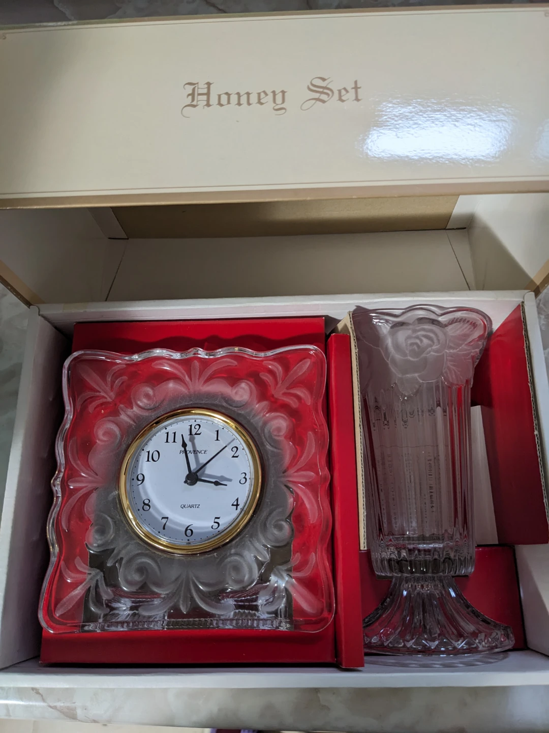 Florence Honey Set Clock & Vase