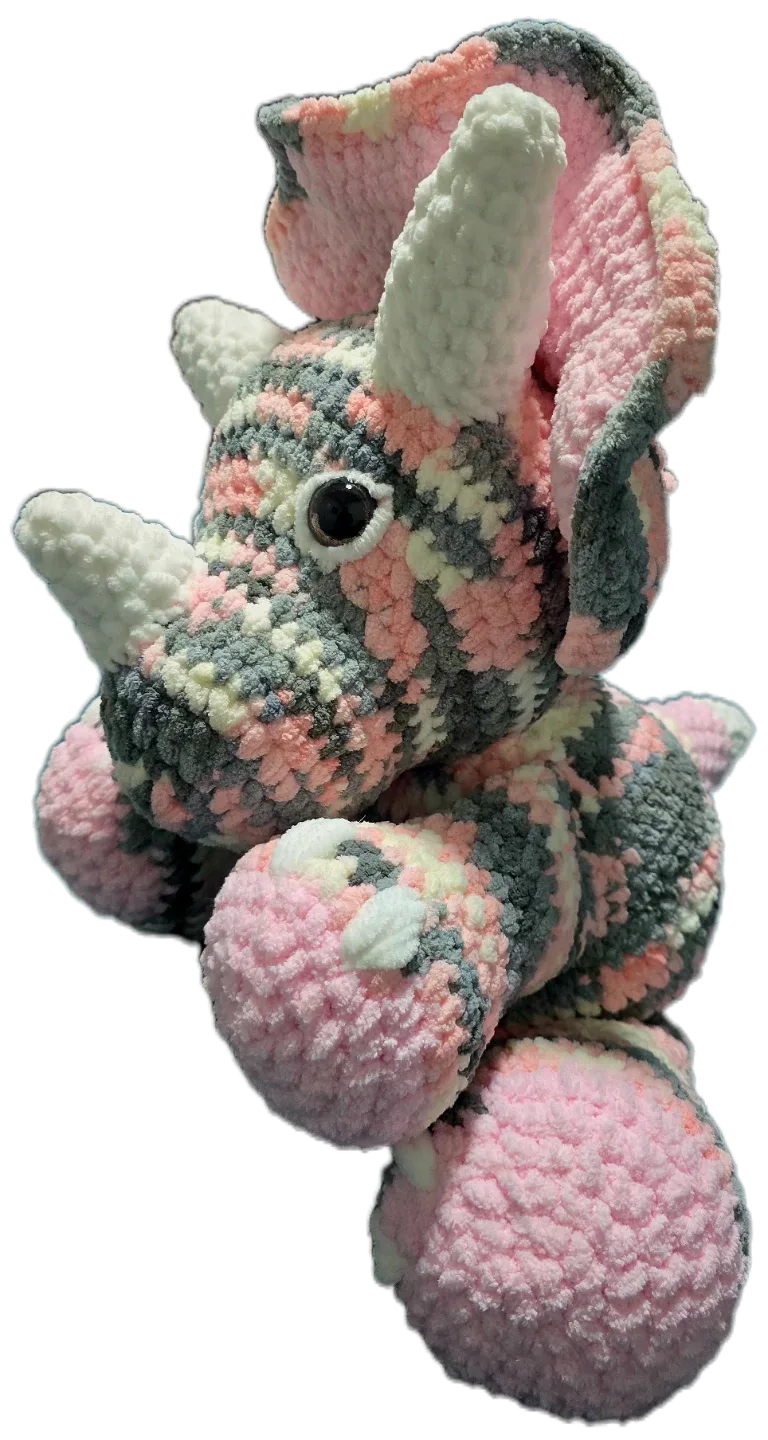 Handmade Crochet Triceratops Plushie image indicator(3)
