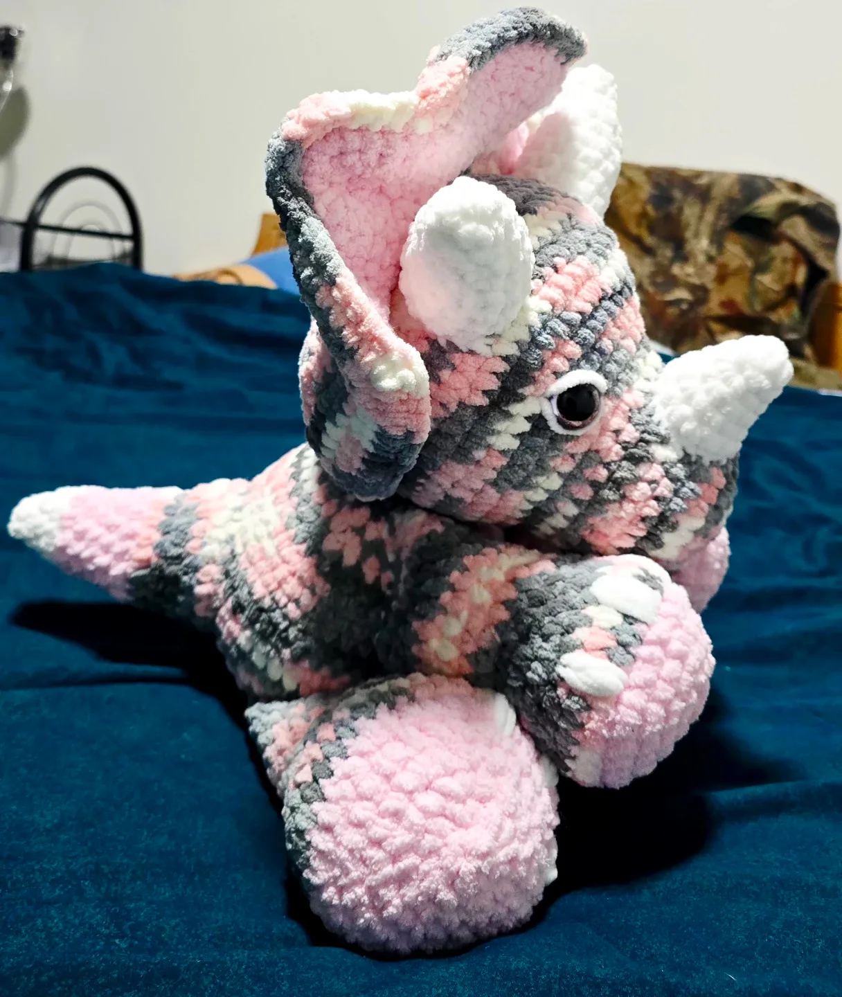 Handmade Crochet Triceratops Plushie image indicator(4)