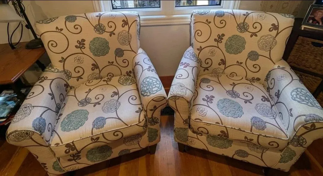 Floral Pattern Armchair - Set of 2