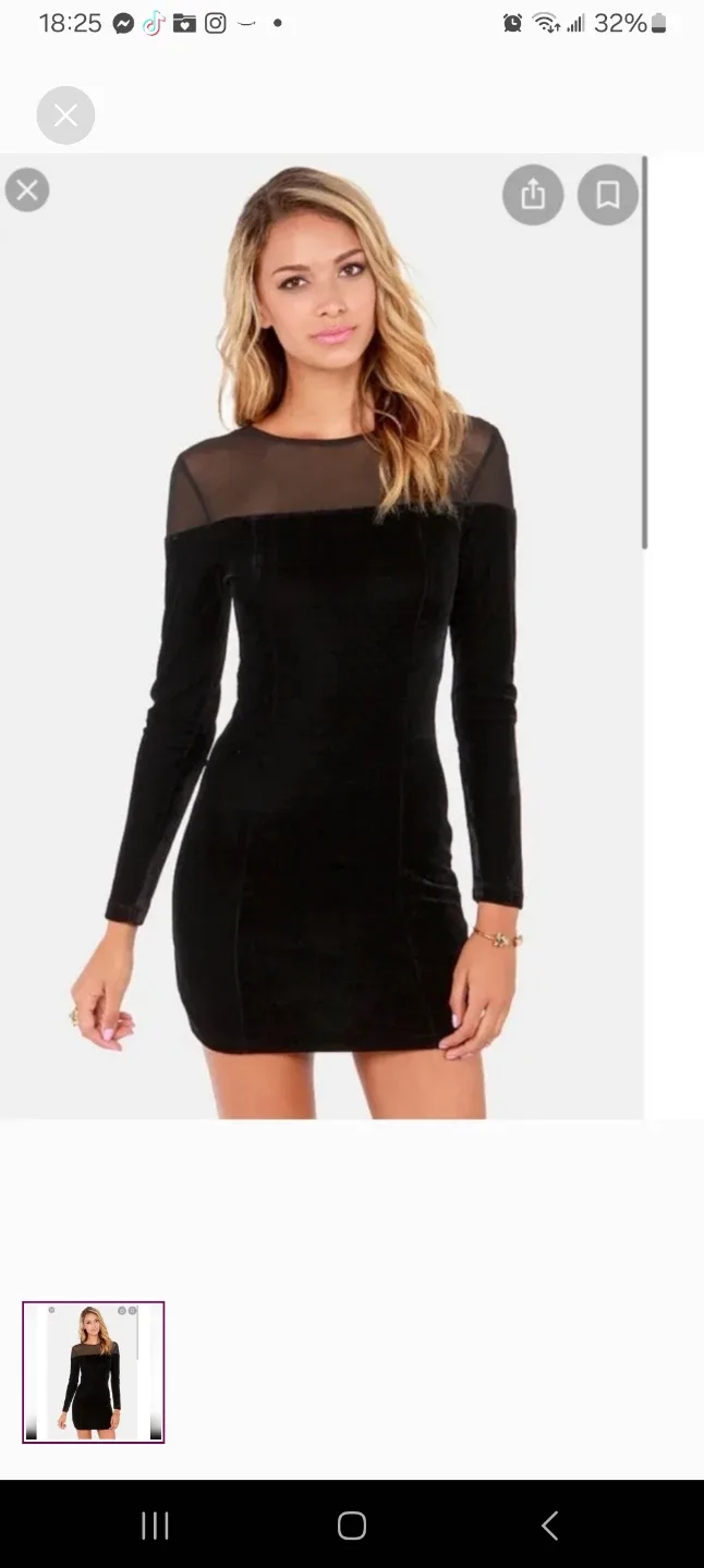 MINKPINK Black Velvet Mini Dress - Size S thumbnail