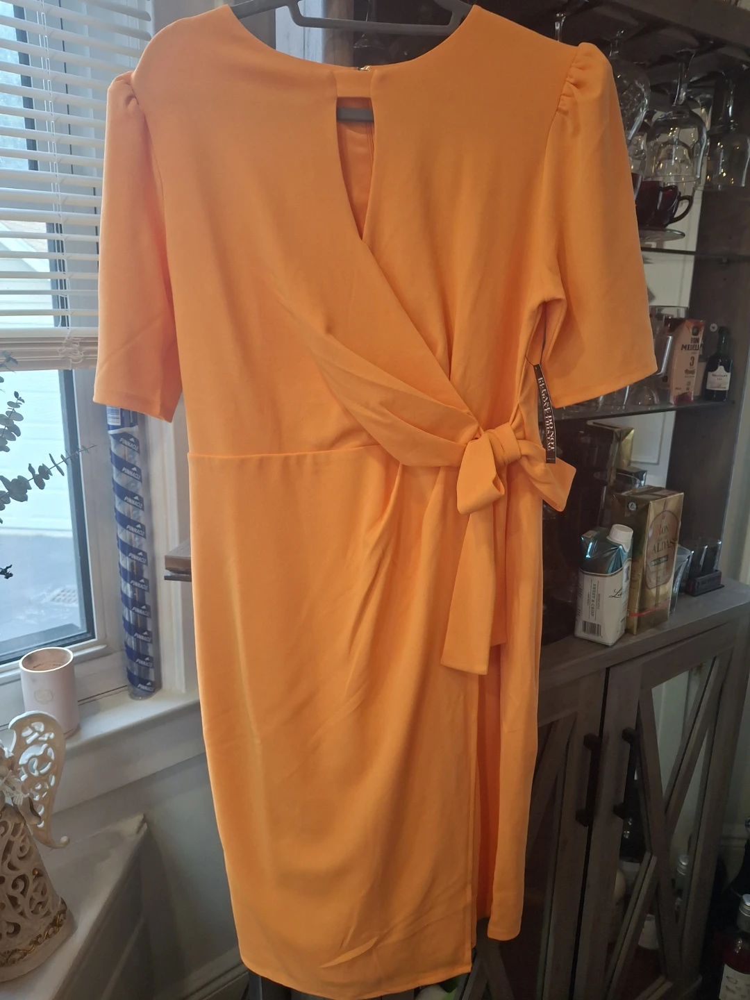 NY & Company Orange Wrap Dress