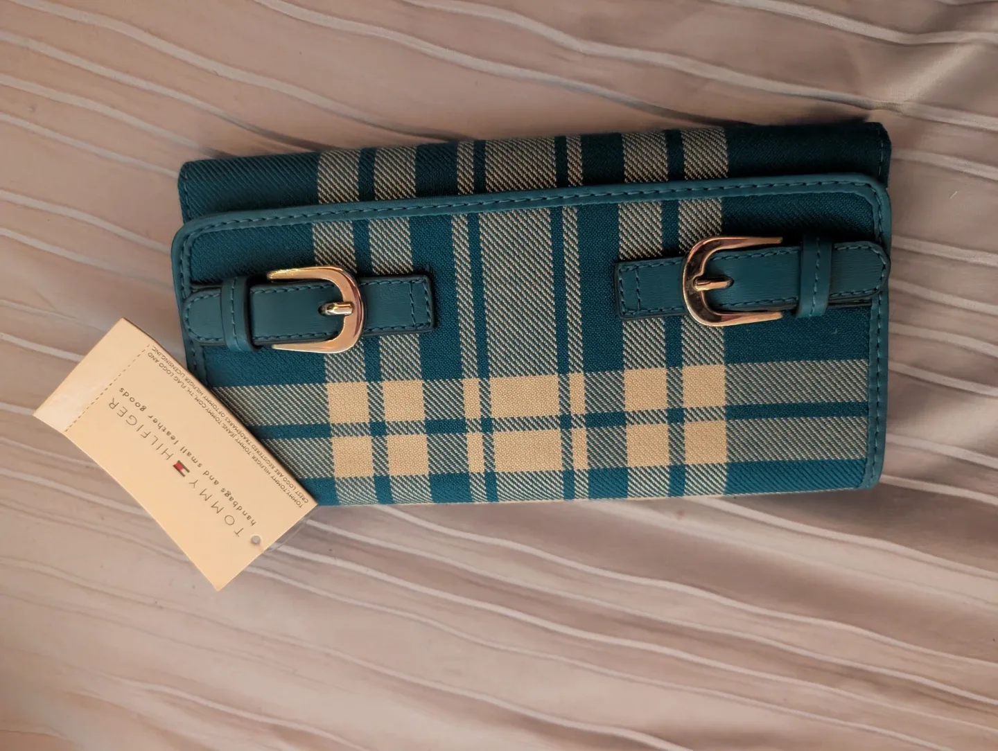 Tommy Hilfiger Plaid Wallet - Teal & Beige image indicator(3)