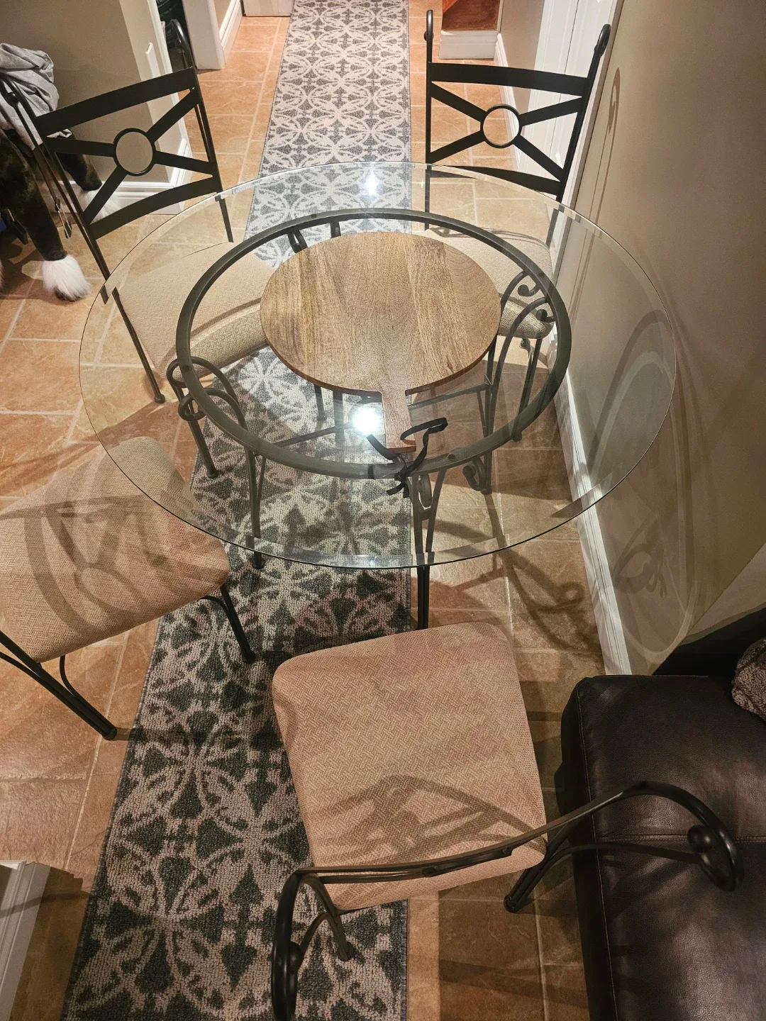 Glass Top Dining Table with 4 Chairs