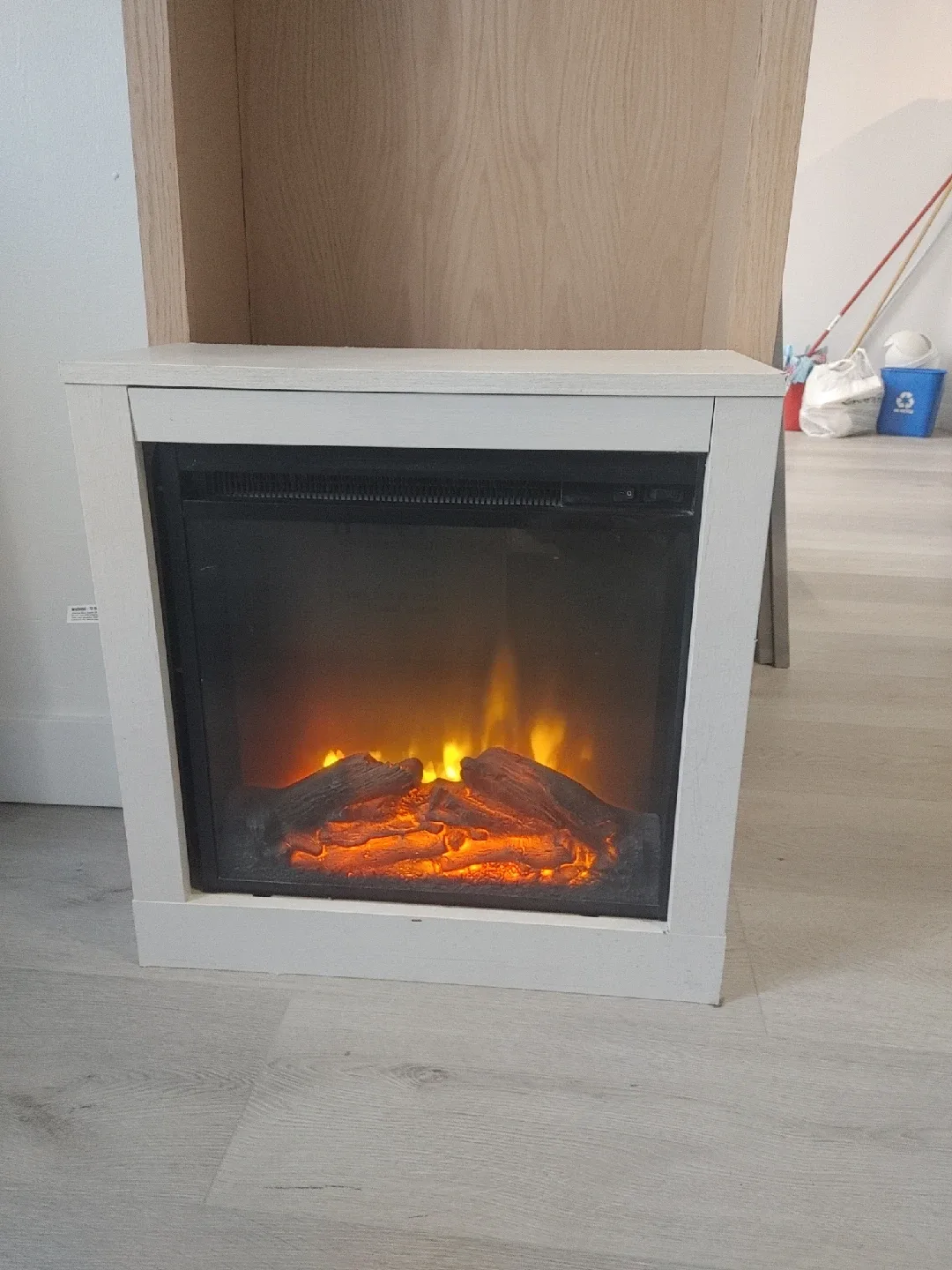 Electric Fireplace with White Mantel