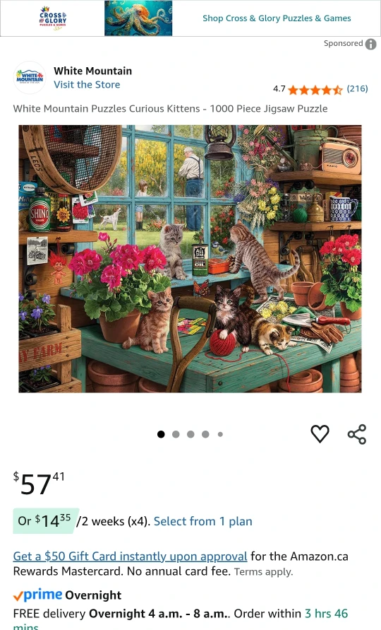 NEW! White Mountain Puzzles Curious Kittens - 1000 Piece Jigsaw