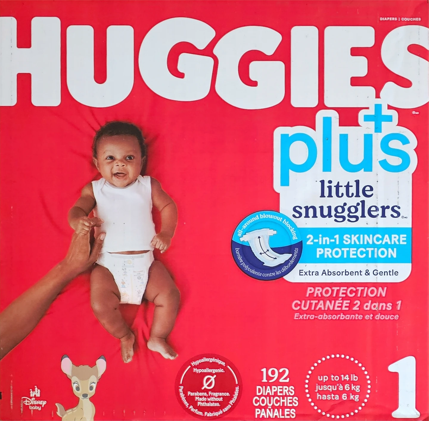 New Huggies Little Snugglers Size 1 Diapers (192 count)