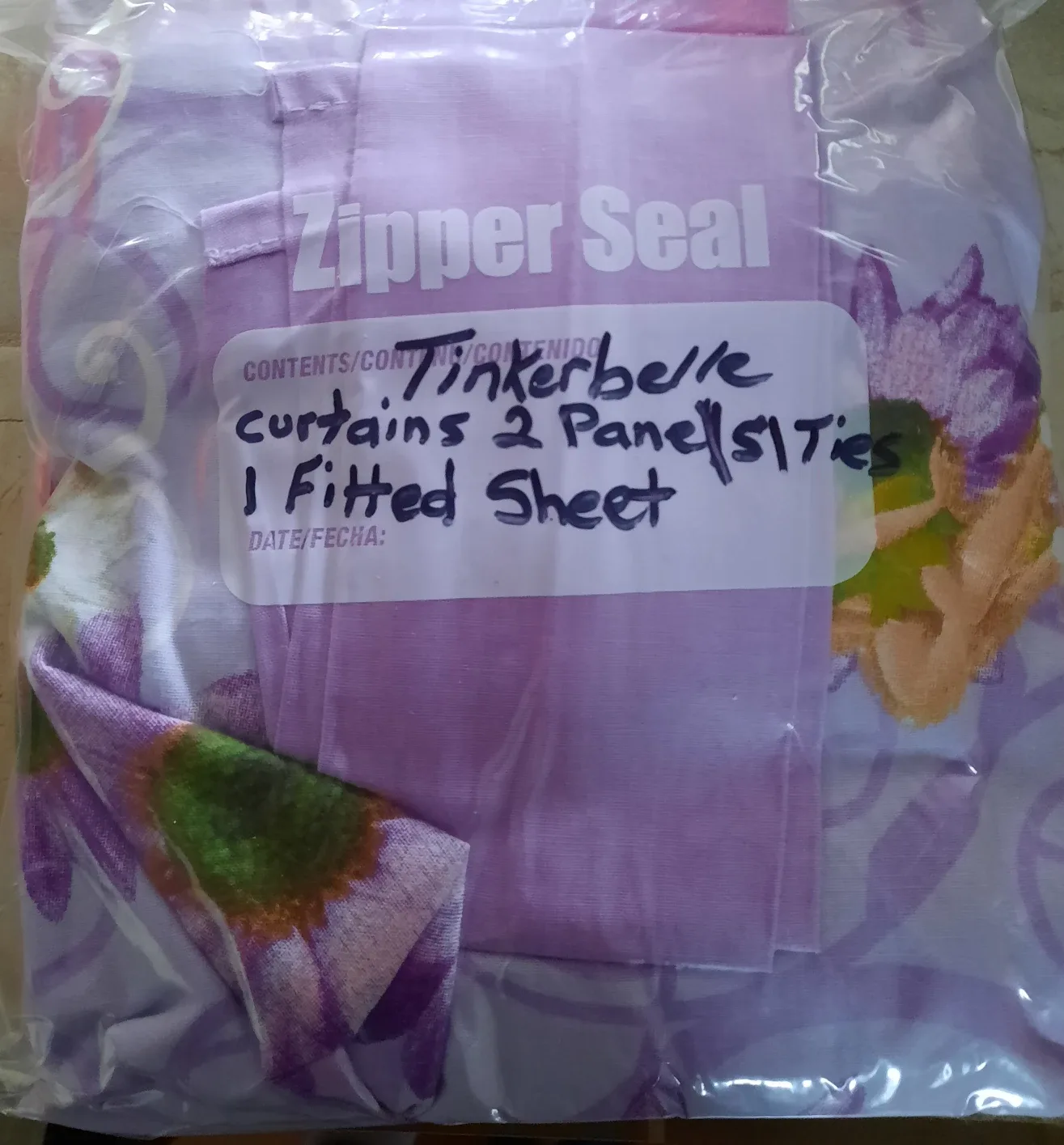 Tinkerbelle Curtains, 2 Panels & Fitted Sheet& Poster Picture