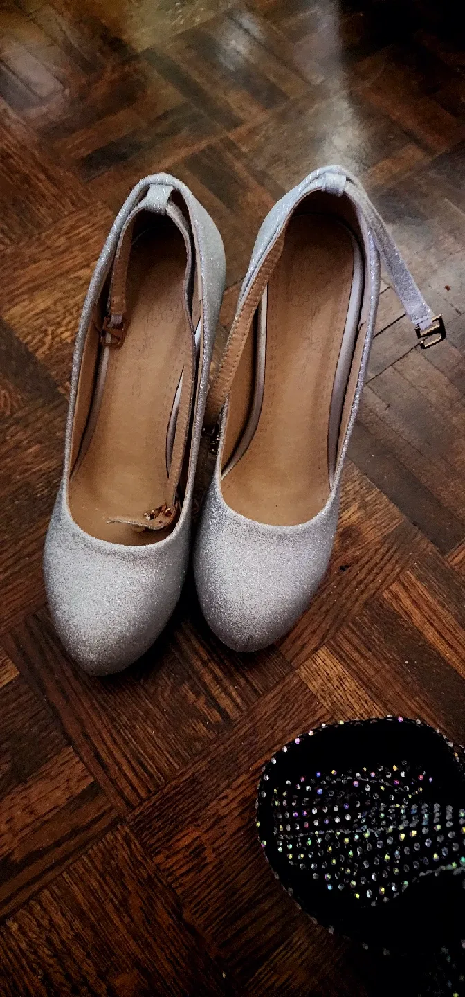 Silver Glitter Heels - Size 8 thumbnail