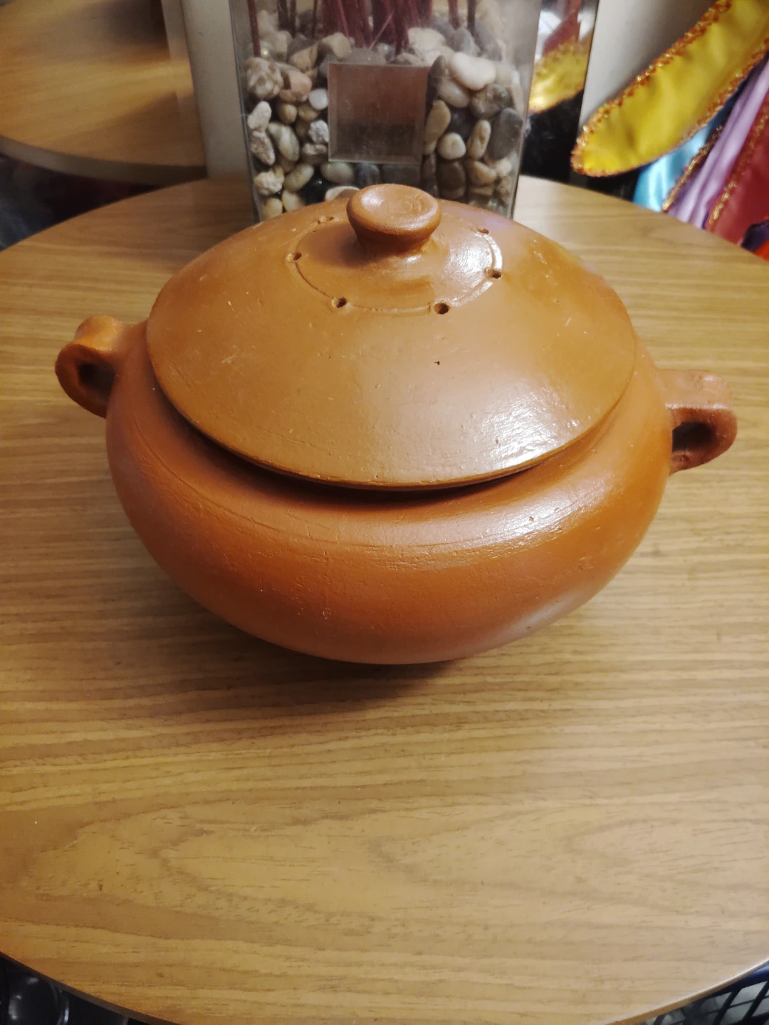 Brown Clay Pot with Lid- 6 inch diameter perfect for Asowano