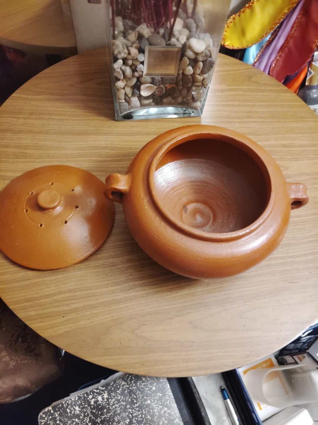 Brown Clay Pot with Lid- 6 inch diameter perfect for Asowano - photo 2