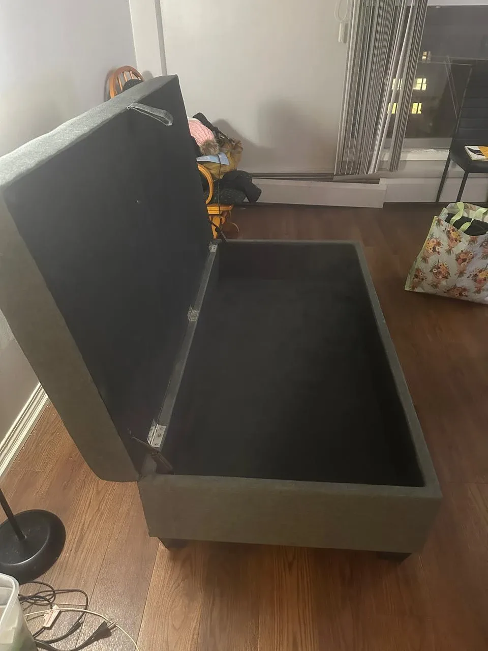 Grey Storage Ottoman Bench