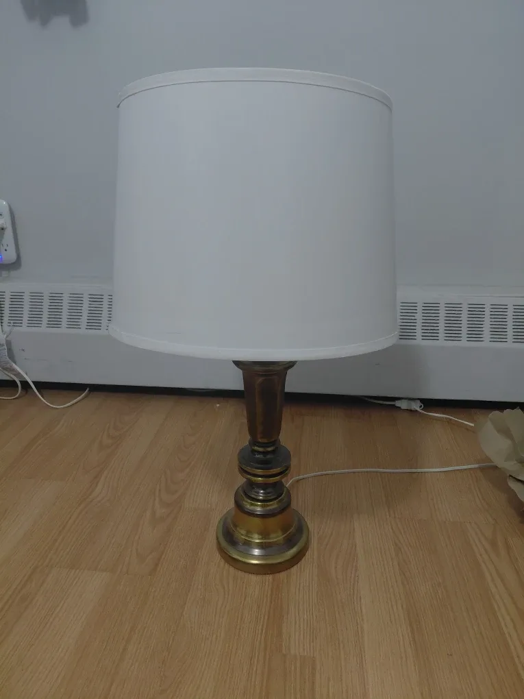 2 Table Lamps - White Shade, Brass Base