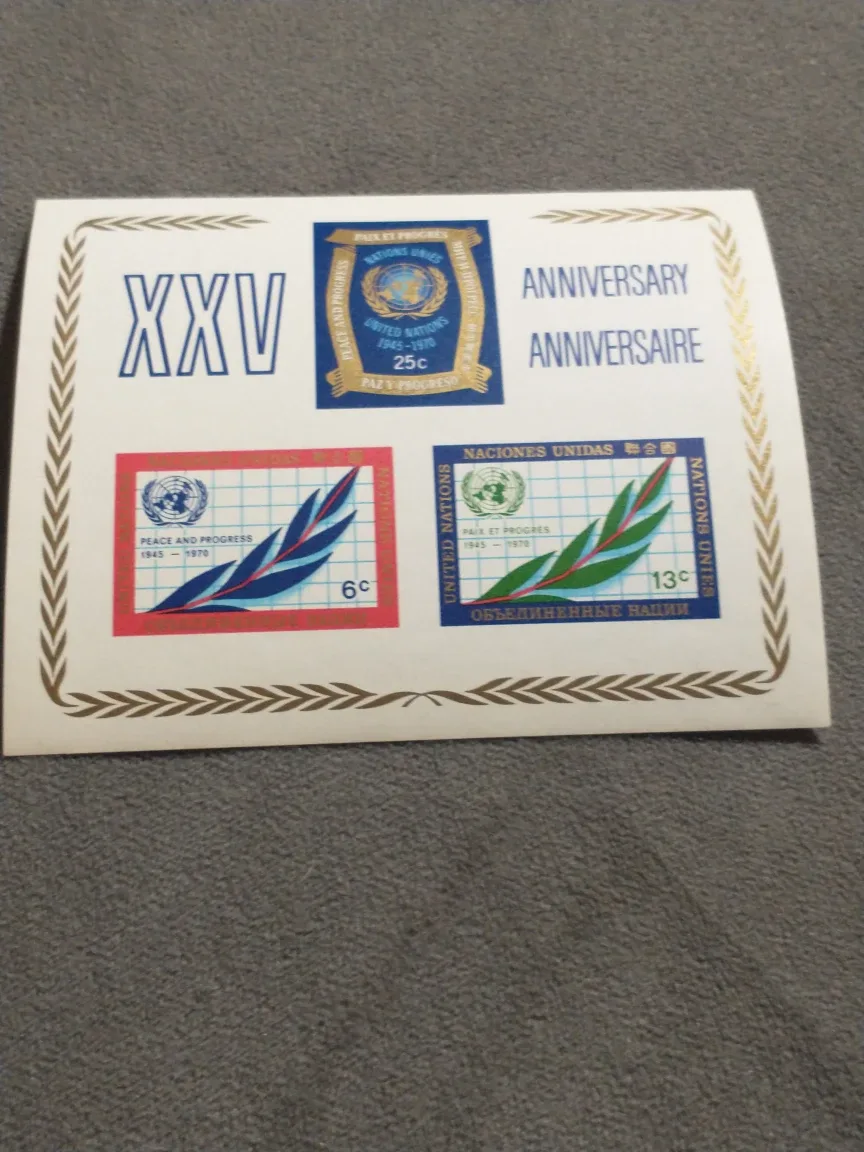 XXV Anniversary United Nations souvenir sheet Scott #212 image indicator(3)