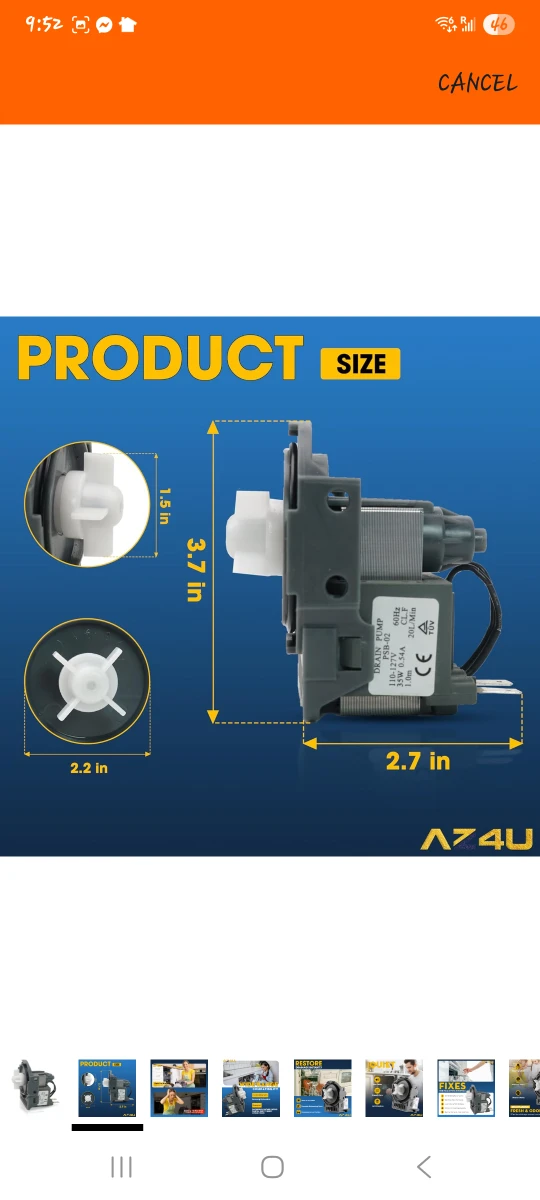 AZ4U Dishwasher Drain Pump - Replaces Samsung Models - photo 2
