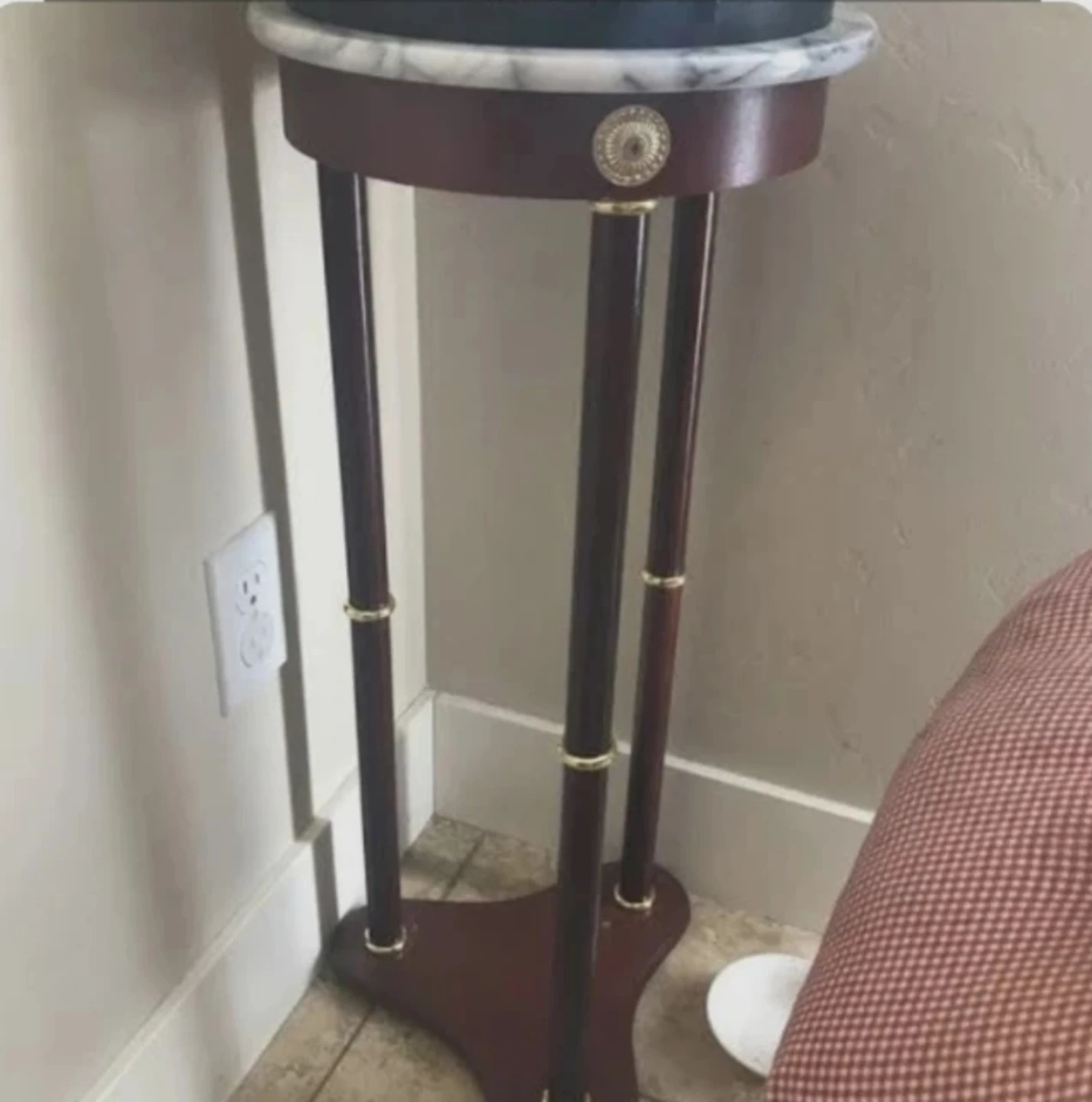 Marble Top Mahogany Plant Stand