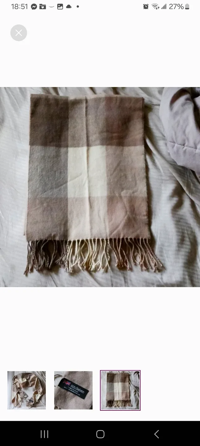 Vintage 100% Cashmere Scarf Made in Scotland image indicator(3)