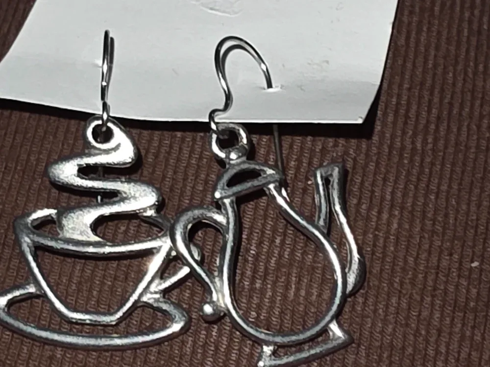 Jonette Jewelry Pewter Coffee Pot Cup Earrings
