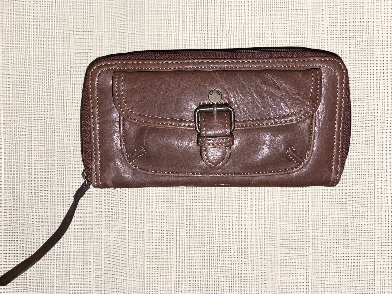 Brown Leather Zip Wallet