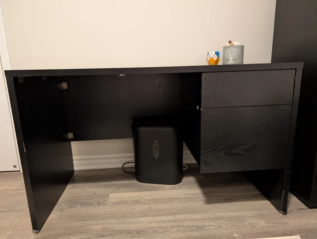 Black Office Desk with 2 Drawers AND CHAIR image indicator(2)